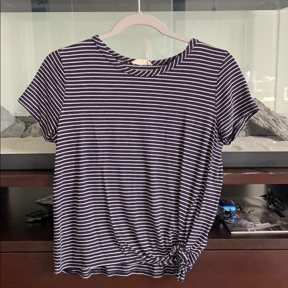 Navy and white striped shirt